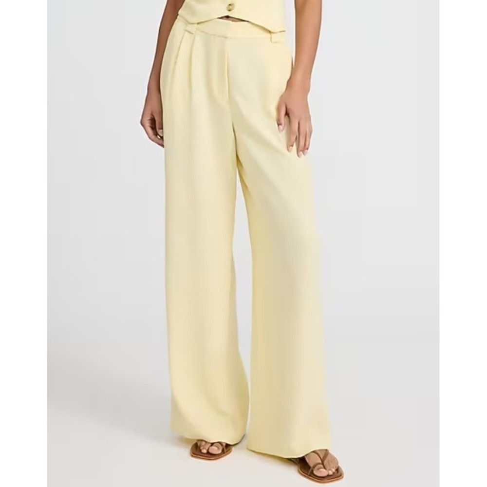 Express Trouser Women's 12R Yellow Signature Crepe High Waisted Relaxed NWT $88